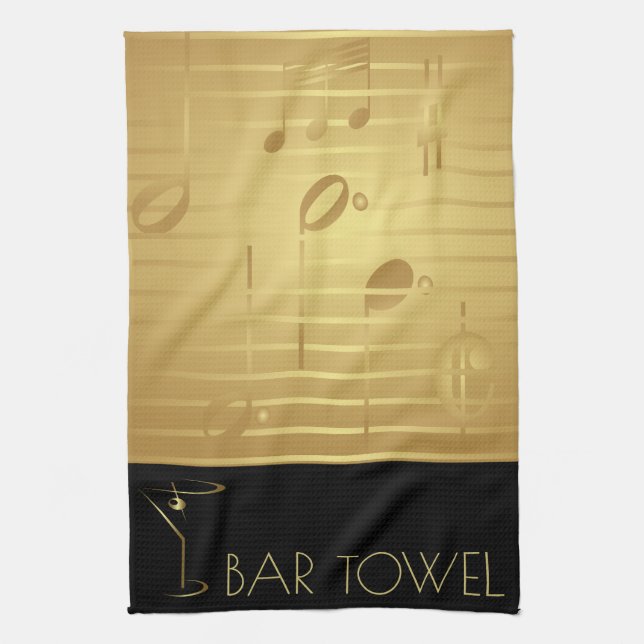 Bar Towel Music Notes and Martini Cocktail Party (Vertical)