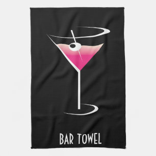 Bar Towel Pink Martini Glass