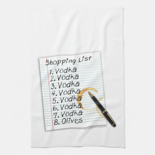 BAR TOWELS, VODKA SHOPPING LIST TEA TOWEL