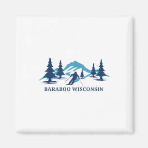 Baraboo Wisconsin Ski Resort Skiing Skier T-shirt_ Magnet