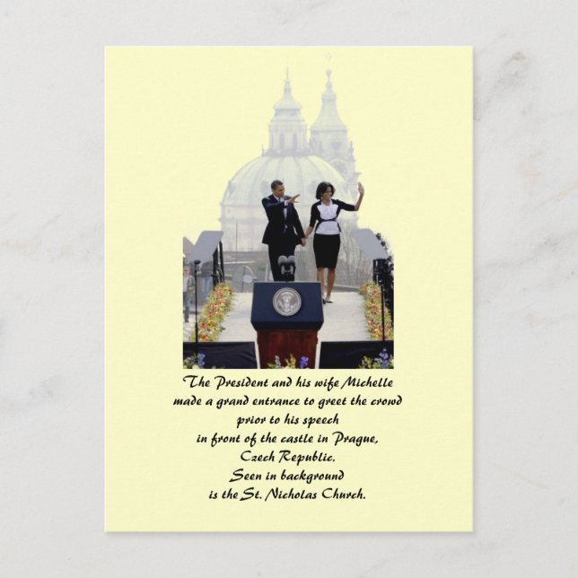 Barack and Michelle in Prague Postcard (Front)