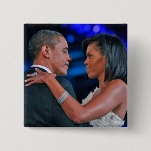 Barack and Michelle Obama dancing at Inaugural Bal 15 Cm Square Badge
