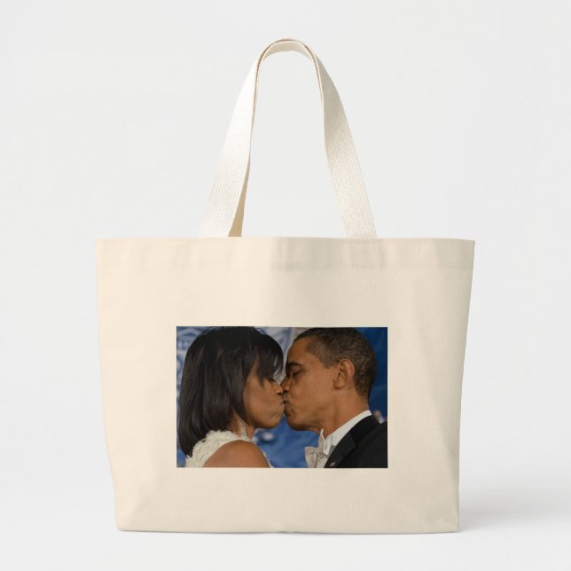 Barack and Michelle Obama Large Tote Bag (Front)