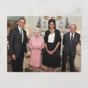 Barack and Michelle with Queen Elizabeth Postcard