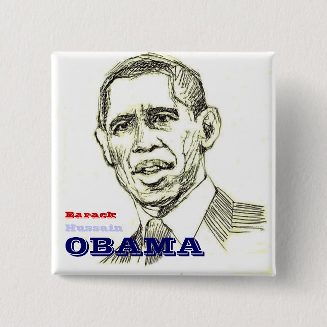 Barack Hussain Obama Square Button (Front)