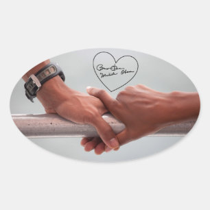 Barack & Michele Obama's Hands Oval Sticker