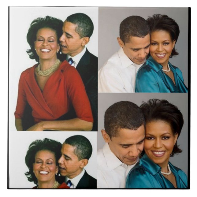 BARACK & MICHELLE OBAMA CERAMIC TILE (Front)