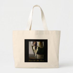 BARACK & MICHELLE OBAMA: TOAST OF THE TOWN LARGE TOTE BAG