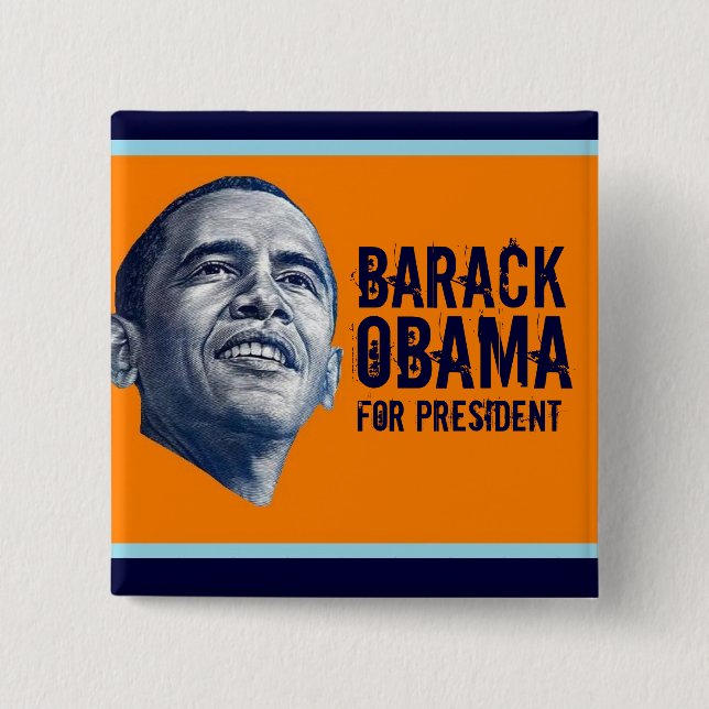 Barack Obama 15 Cm Square Badge (Front)