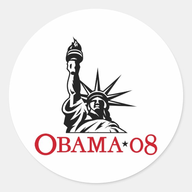 Barack Obama 2008 Statue of Liberty Sticker (Front)