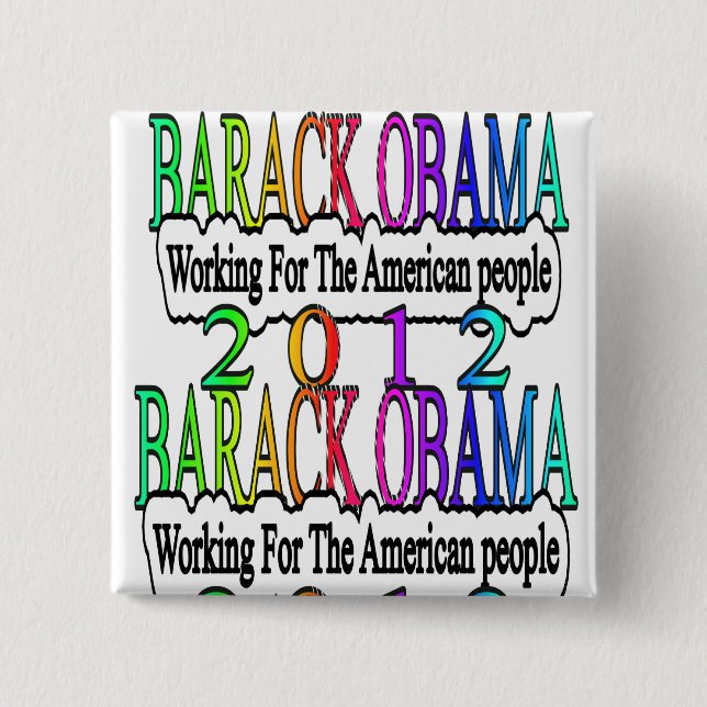 BARACK OBAMA 2012 15 CM SQUARE BADGE (Front)