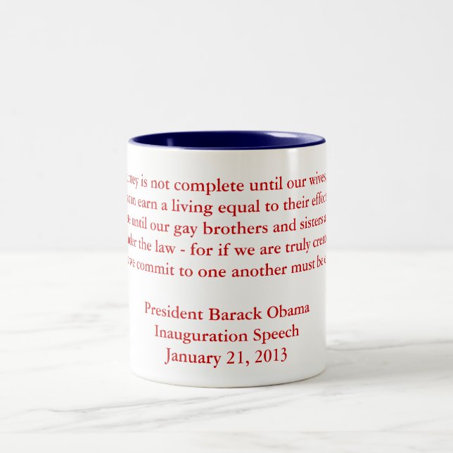 Barack Obama 2013 Inauguration Speech Two-Tone Coffee Mug (Center)