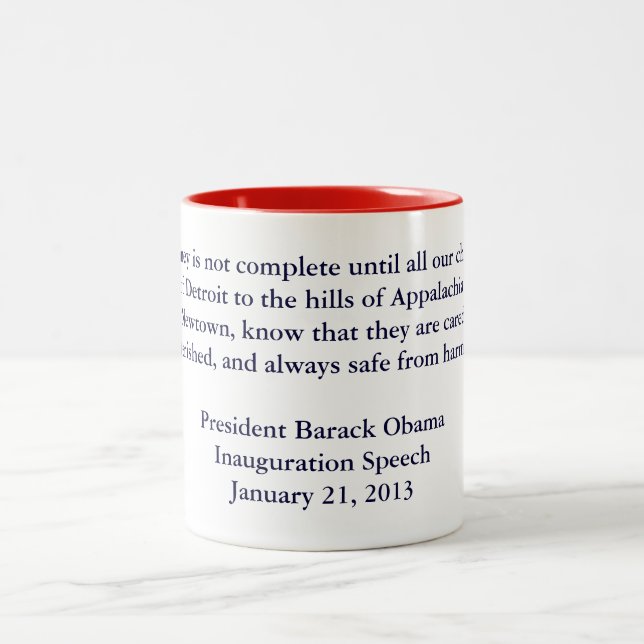 Barack Obama 2013 Inauguration Speech Two-Tone Coffee Mug (Center)