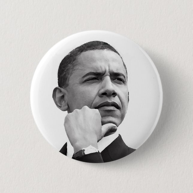 BARACK OBAMA, 44TH PRESIDENT OF THE UNITED STATES 6 CM ROUND BADGE (Front)