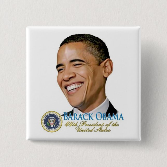 Barack Obama 44th President Square Button (Front)
