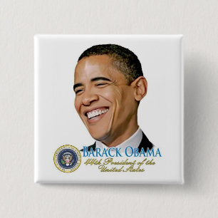 Barack Obama 44th President Square Button