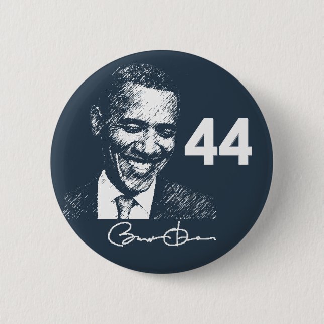 Barack Obama 44th President with signature 6 Cm Round Badge (Front)