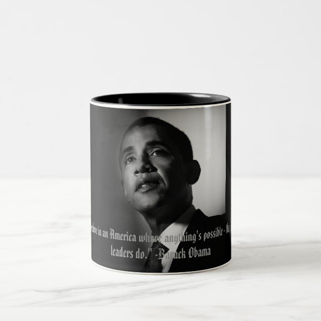 Barack Obama "Americans... still believe in a... Two-Tone Coffee Mug (Center)