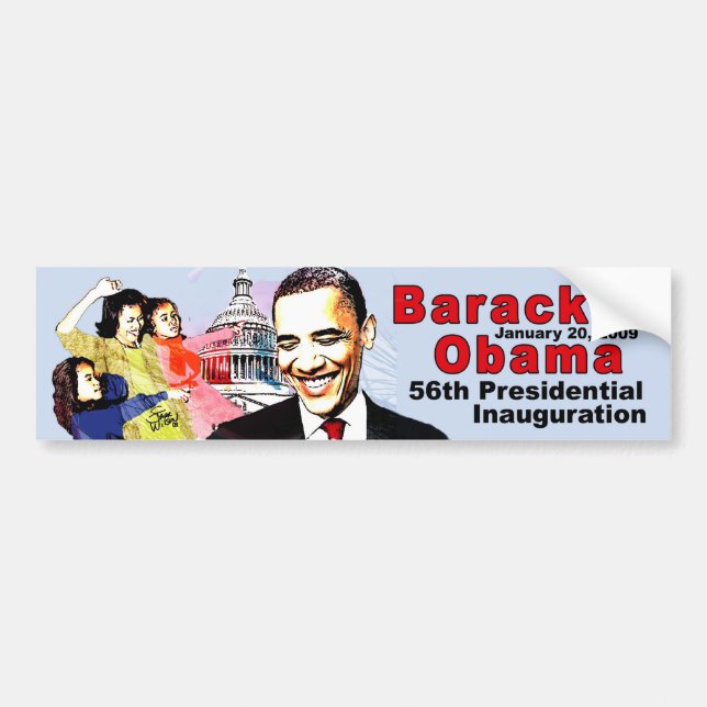 BARACK OBAMA  AND FAMILY BUMPER STICKER (Front)