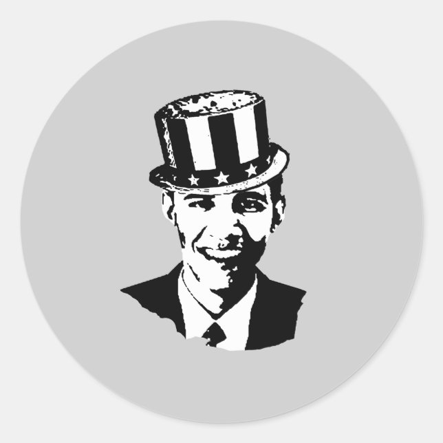 Barack Obama as Uncle Sam Classic Round Sticker (Front)