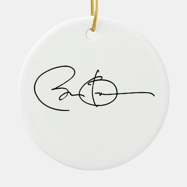 BARACK OBAMA AUTOGRAPH -.png Ceramic Tree Decoration (Front)