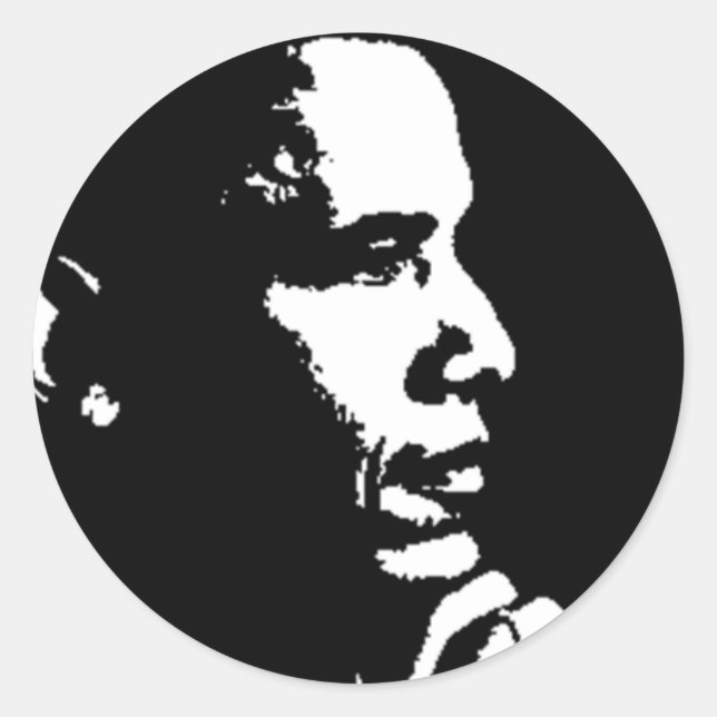 Barack Obama Black & White Profile Classic Round Sticker (Front)
