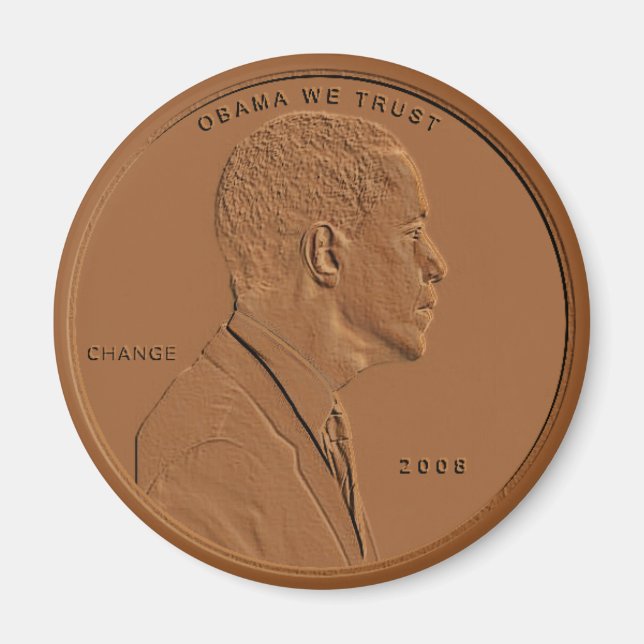 Barack Obama Bronze Penny Circular Magnet (Front)