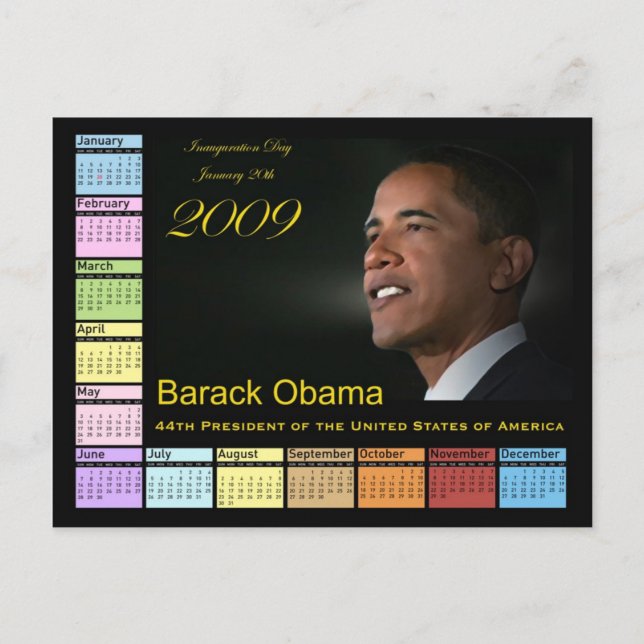 Barack Obama Calendar Postcard (Front)