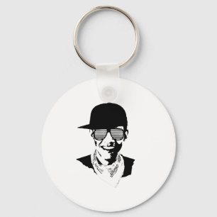 Barack Obama Cap Bandanna Glasses Key Ring