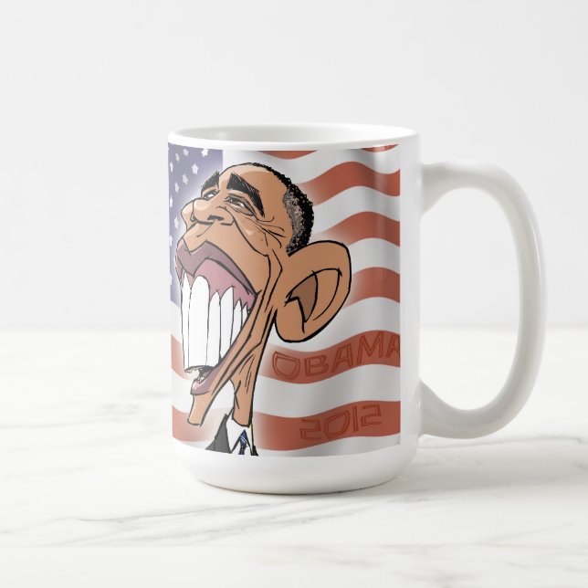 Barack Obama Cartoon Mug Flag (Right)