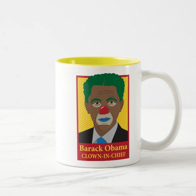 Barack Obama Clown Two-Tone Coffee Mug (Right)