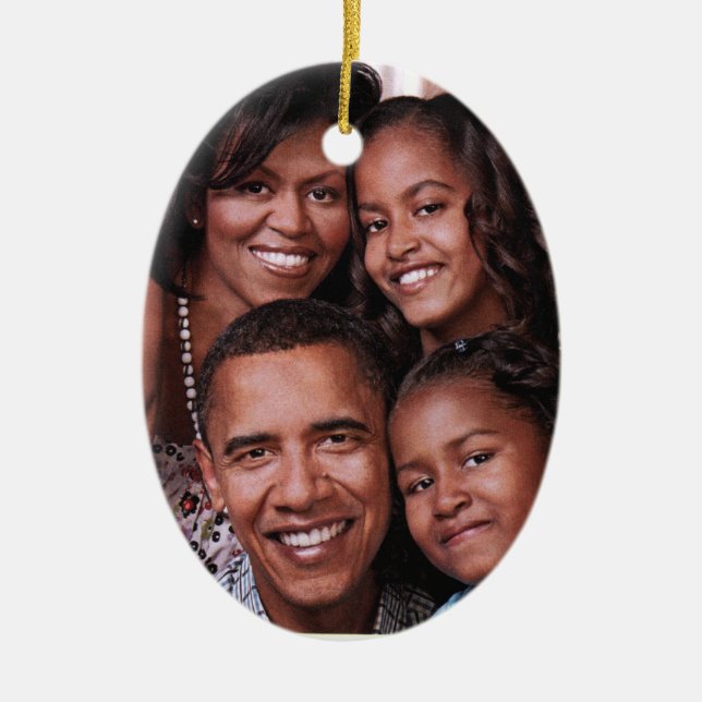 Barack Obama & family_ Ceramic Ornament (Front)