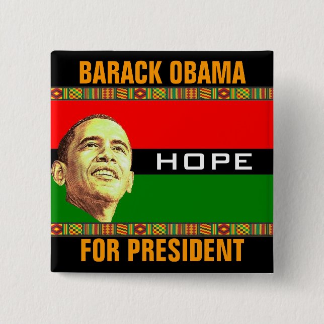 Barack Obama Hope 15 Cm Square Badge (Front)
