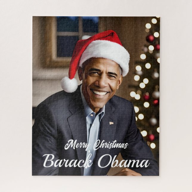  Barack Obama in Santa Hat Christmas Jigsaw Puzzle (Vertical)