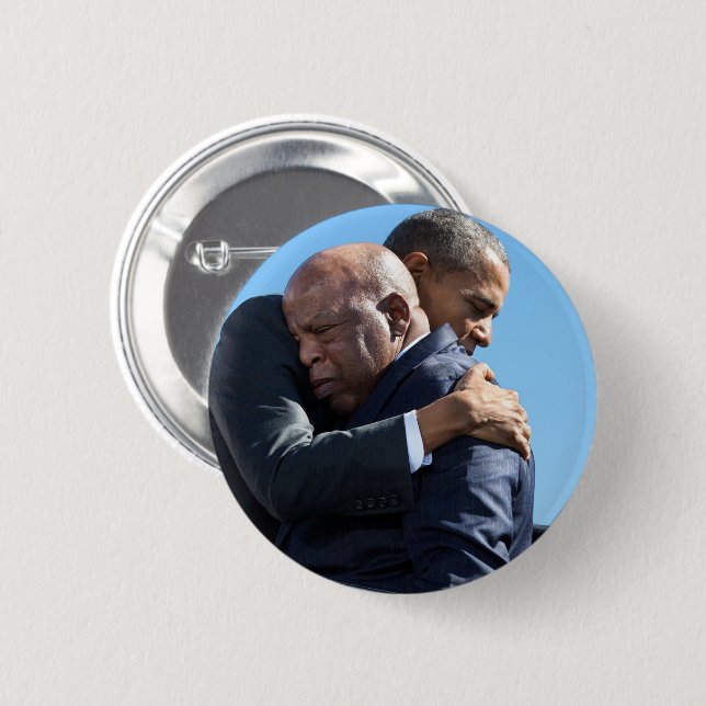 Barack Obama & John Lewis Hugging 6 Cm Round Badge (Front & Back)