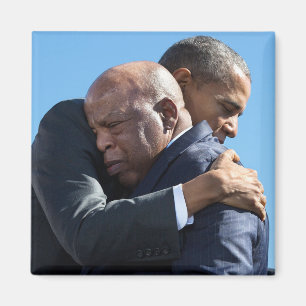 Barack Obama & John Lewis Hugging Magnet