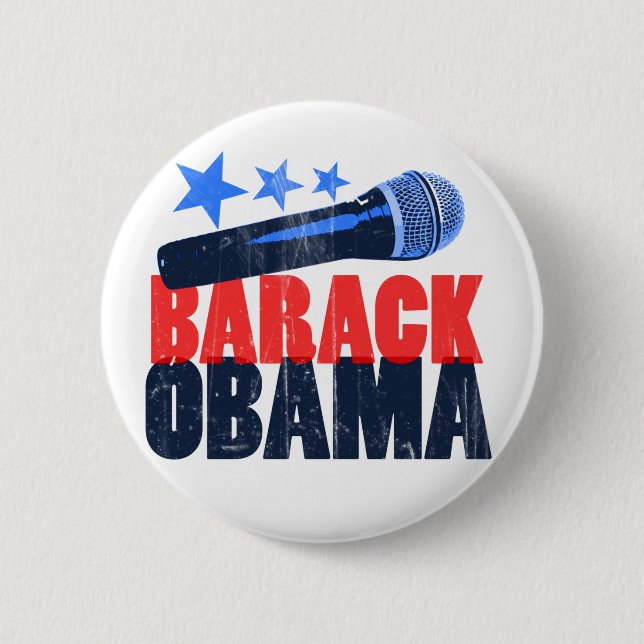 Barack Obama Mic 6 Cm Round Badge (Front)
