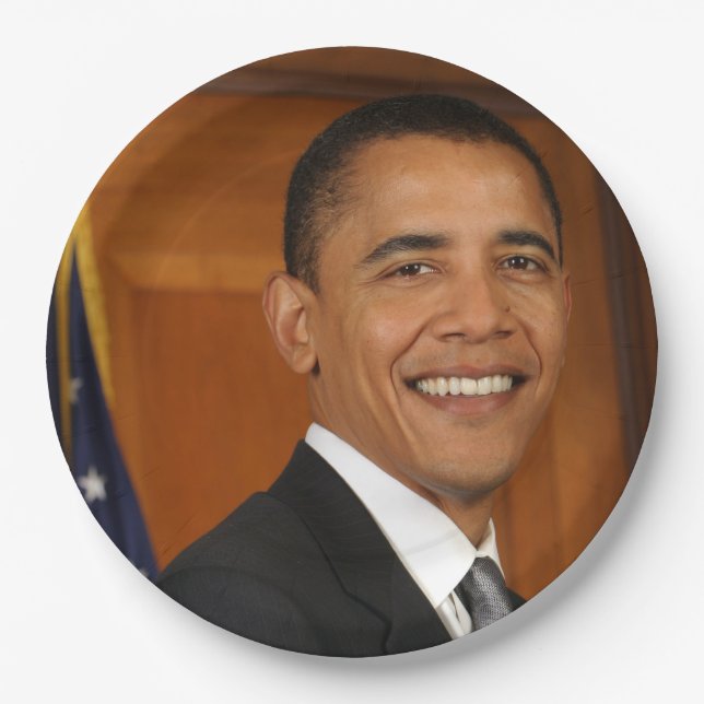 Barack Obama Official Portrait Paper Plate (Front)