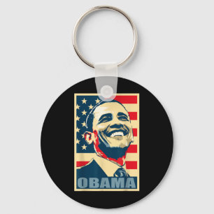 Barack Obama President 44 American Flag Happy Demo Key Ring