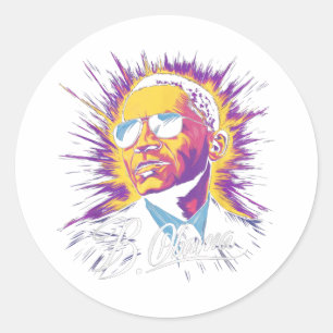 Barack Obama President Portrait Patriotic Classic Round Sticker