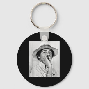 Barack Obama Retro Vintage Young Obama Smoking In  Key Ring