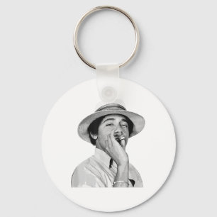 Barack Obama Retro Vintage Young Obama Smoking In Key Ring
