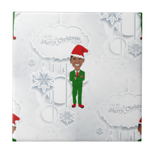 barack obama santa ceramic tile