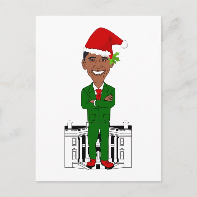 barack obama santa claus holiday postcard (Front)