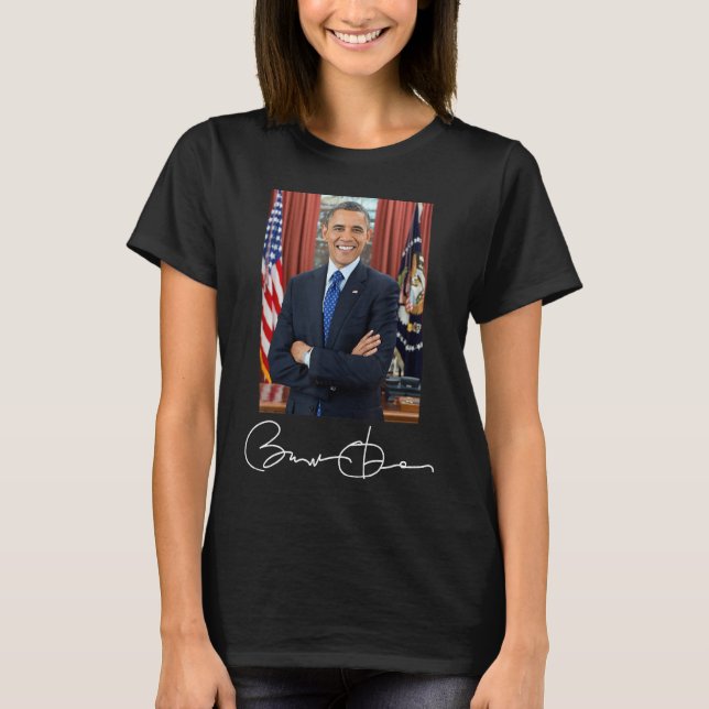 Barack Obama Signature and Portrait T-Shirt (Front)