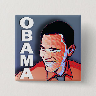 Barack Obama Silver 15 Cm Square Badge
