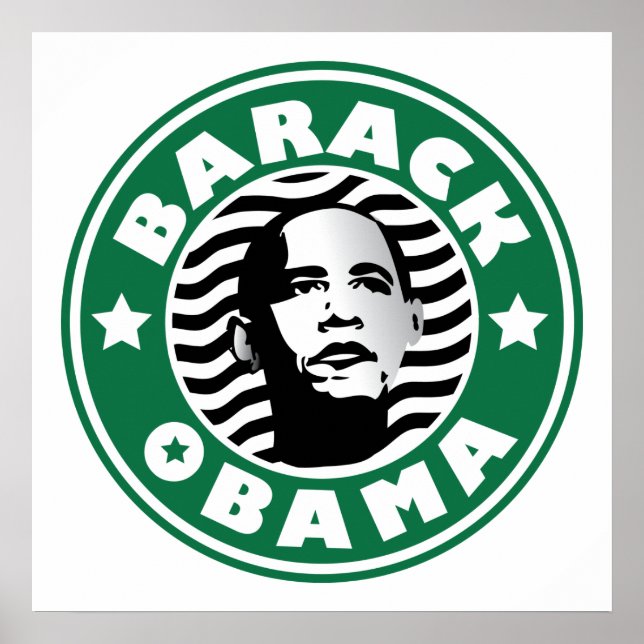 Barack Obama Star Caffeine  green star coffee buck Poster (Front)