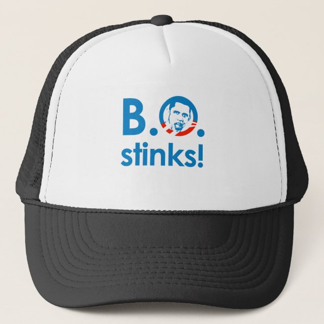 BARACK OBAMA STINKS TRUCKER HAT (Front)