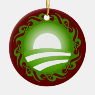 barack obama : tribal logo ceramic tree decoration