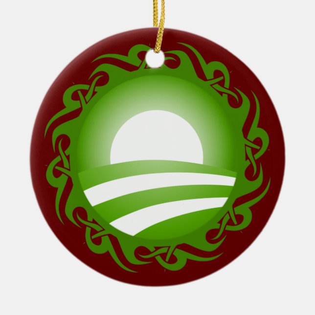 barack obama : tribal logo ceramic tree decoration (Front)